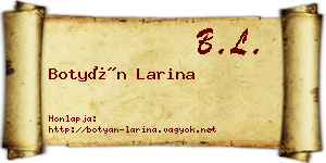 Botyán Larina névjegykártya